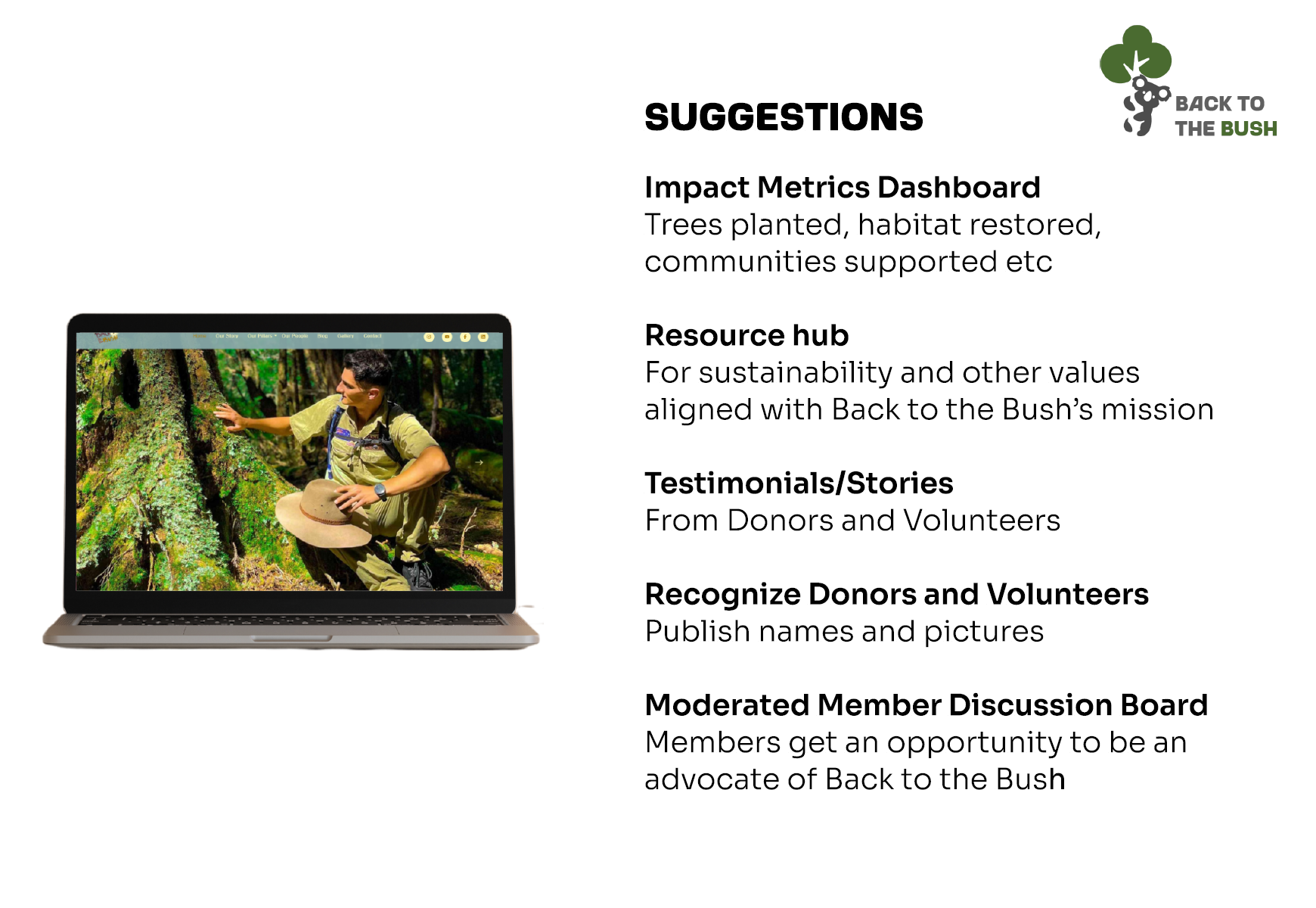 Suggestions - Back to the Bush